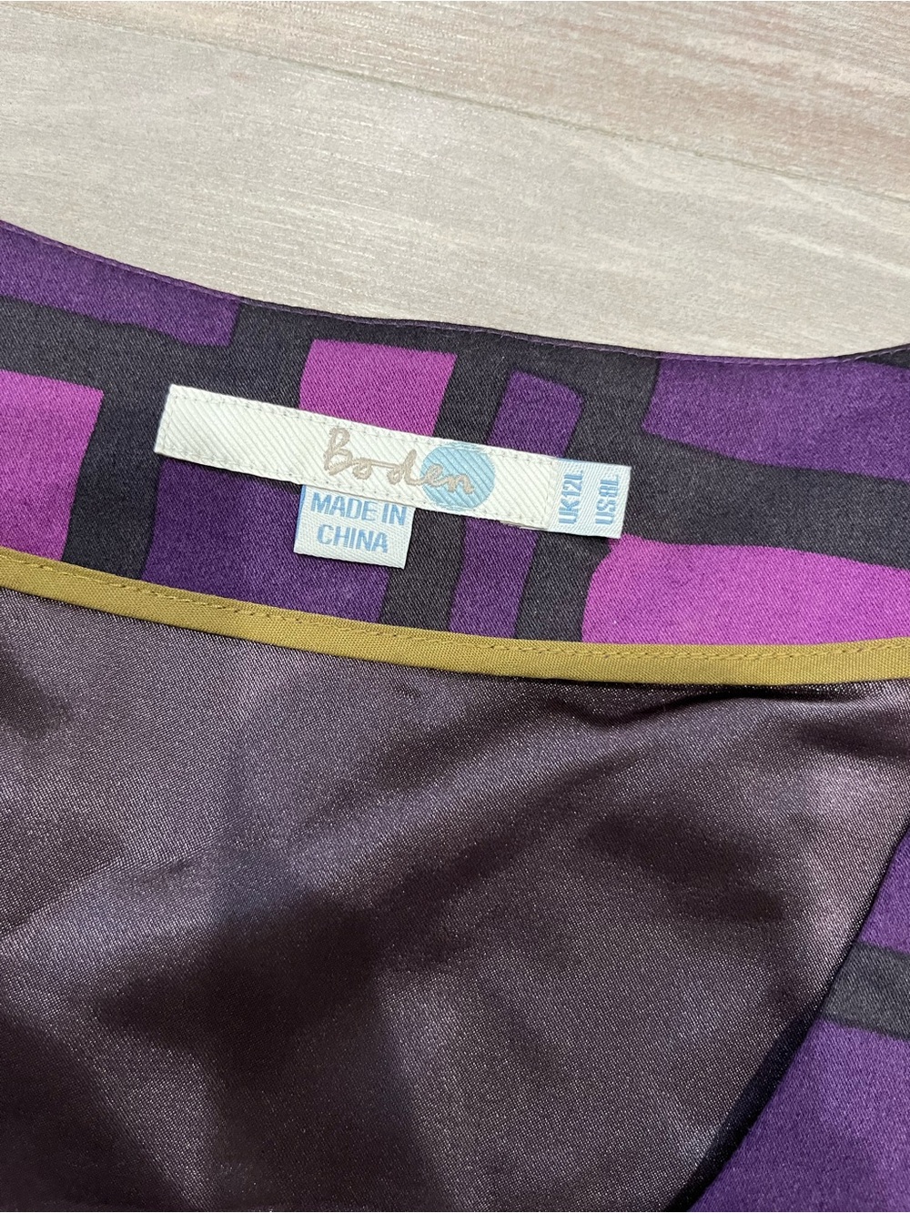 Boden Purple Geometric Midi Dress with Embellished Neckline - Picture 4 of 9
